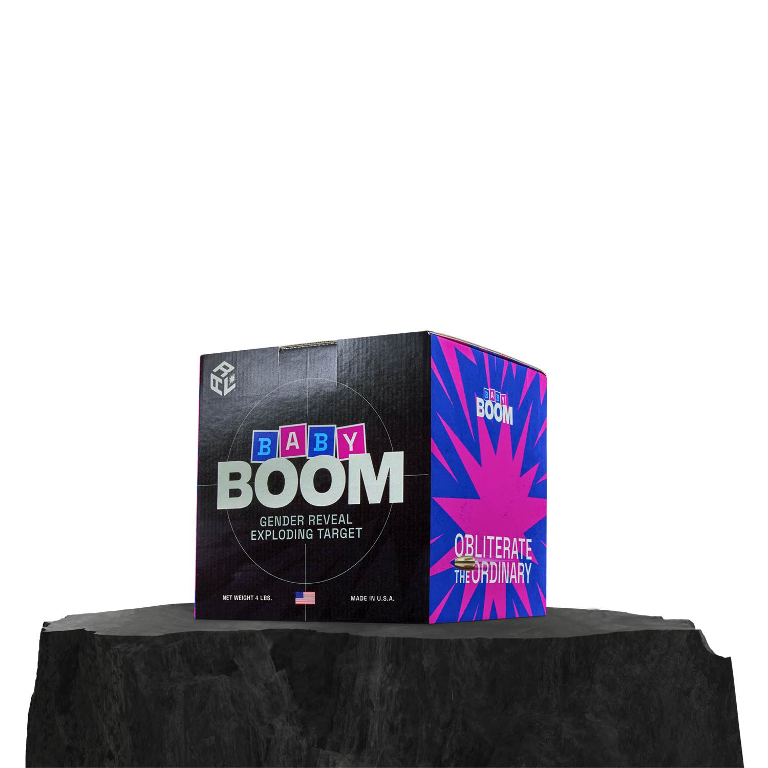 ARL Obliterator Baby Boom Mini: 4 Pound Gender Reveal Exploding Target produces a pink or baby blue explosion upon detonation