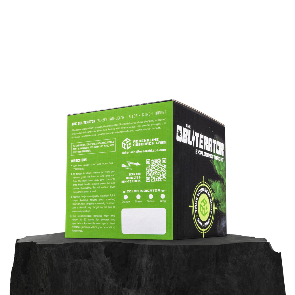 ARL Obliterator Blaze: 5 Pound Exploding Target produces a two color explosion upon detonation