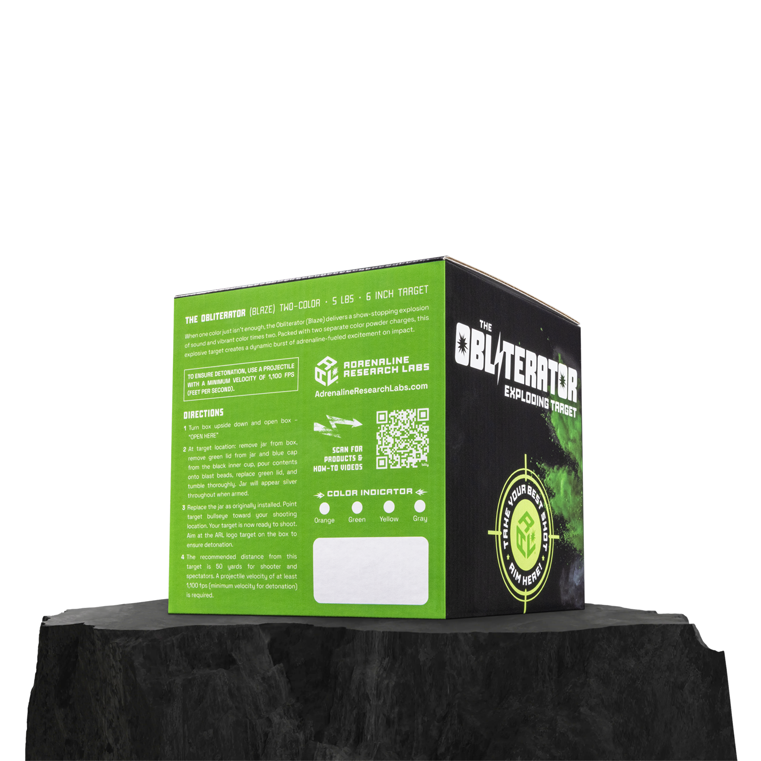 ARL Obliterator Blaze: 5 Pound Exploding Target produces a two color explosion upon detonation