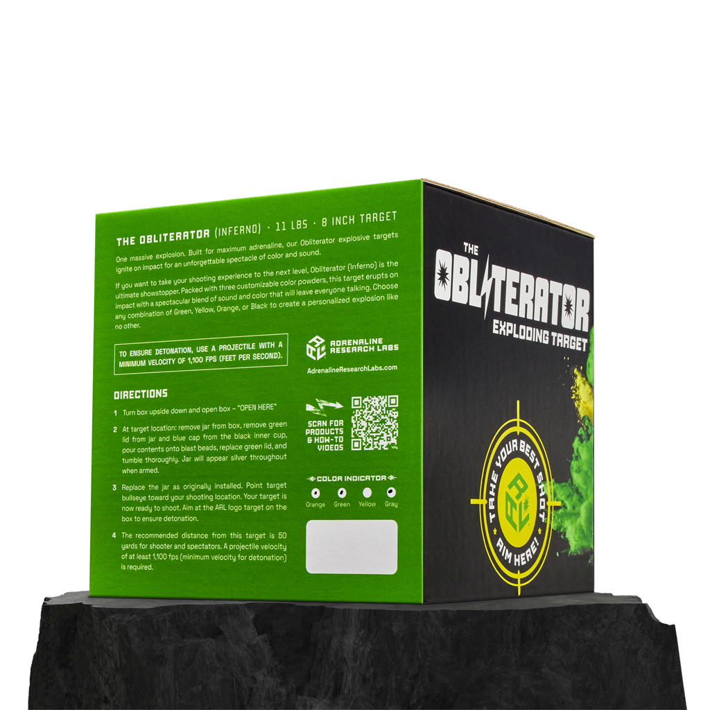 ARL Obliterator Inferno: 11 Pound Exploding Target produces a three color explosion upon detonation