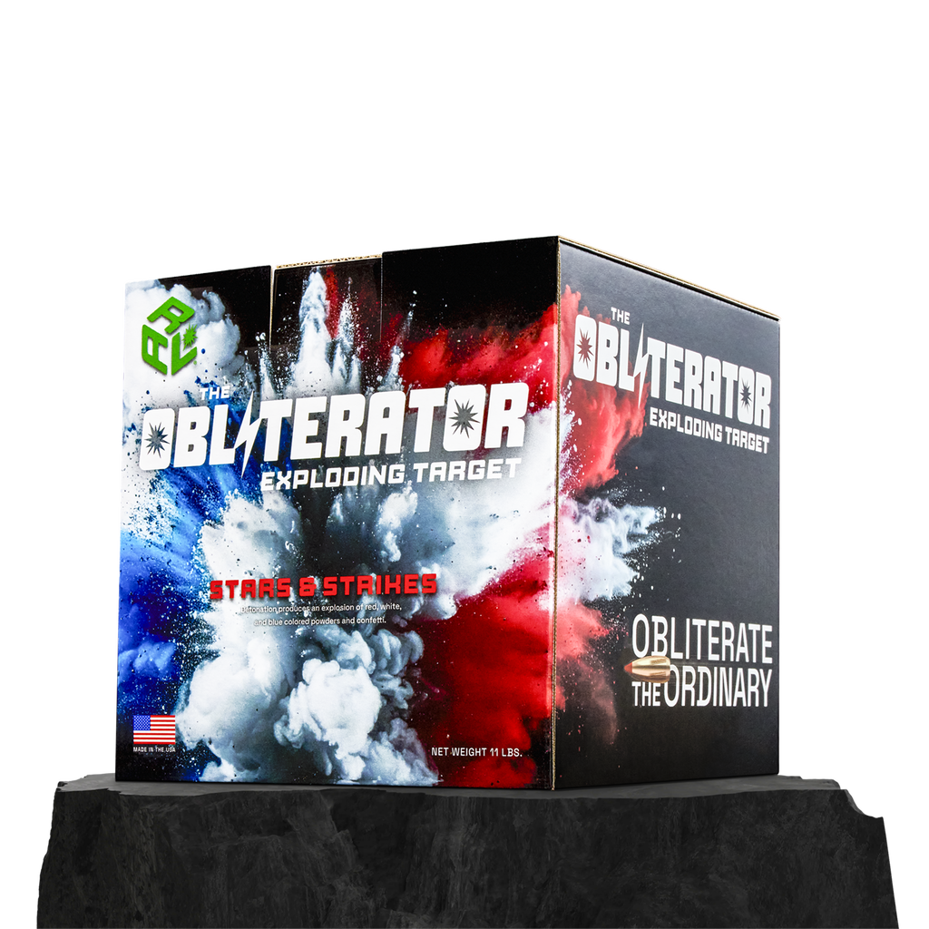 ARL Obliterator Stars And Strikes: 11 Pound Exploding Target produces a three color explosion with confetti upon detonation